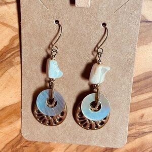 Mother Of Pearl and Copper Toned Dangle Earrings